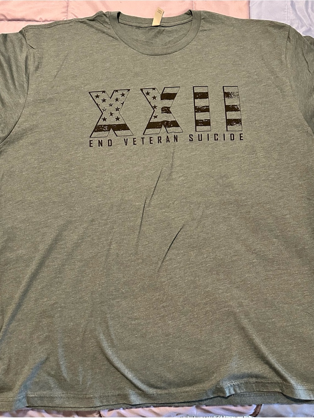 Next Level Apparel Men's Blue 'XII End Veteran Suicide' Graphic Tee 2XL